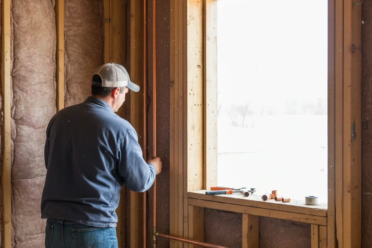 Licensed plumber running new copper supply lines in a Twain Harte home